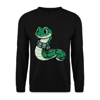 Cute Green Snake with Scarf - Unisex Sweatshirt - black - Front - Alina (178cm) & Michal (187cm)