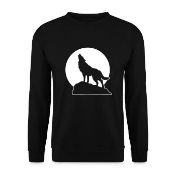 Loup hurlant sur la roche pleine lune - Sweat-shirt Unisexe - noir - Devant - Alina (178cm) & Michal (187cm)