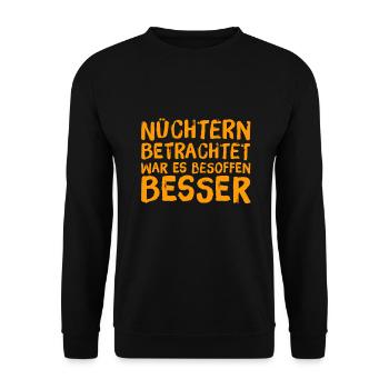 nüchtern betrachtet - Unisex Pullover - Schwarz - Vorne - Alina (178cm) & Michal (187cm)