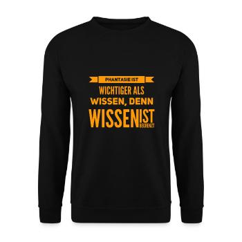 Phantasie ist wichtiger als Wissen - Unisex Pullover - Schwarz - Vorne - Alina (178cm) & Michal (187cm)