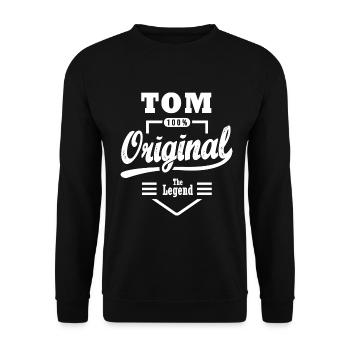TOM ORIGINAL custom t-shirt name tom - Unisex Sweatshirt - black - Front - Alina (178cm) & Michal (187cm)