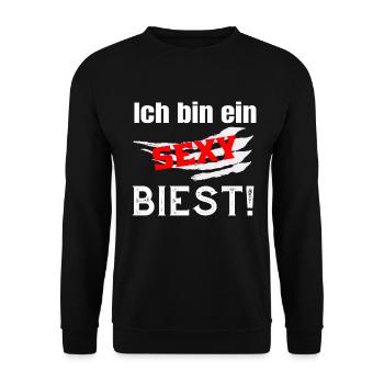 Lustig Ich bin ein sexy Biest - Unisex Pullover - Schwarz - Vorne - Alina (178cm) & Michal (187cm)