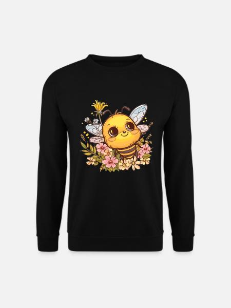 Honigbiene mit Blumenkranz - Unisex Pullover - Schwarz