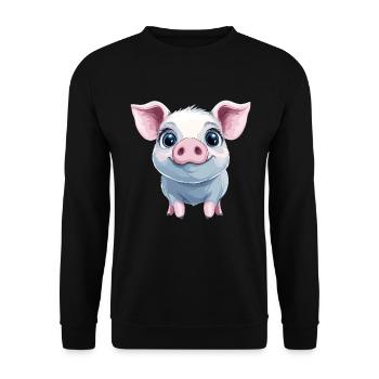 Cochon rose heureux - Sweat-shirt Unisexe - noir - Devant - Alina (178cm) & Michal (187cm)