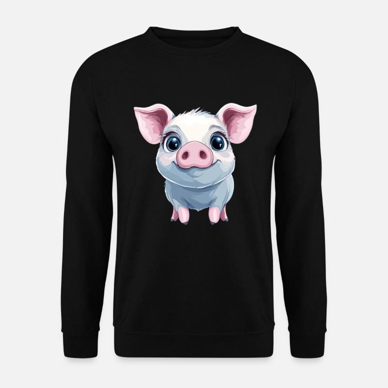 Glückliches rosa Schweinchen - Unisex Pullover - Schwarz