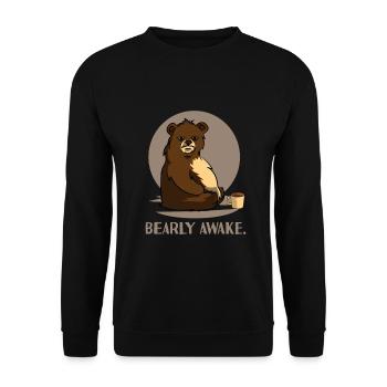 Bear Coffee Caffeine Long Sleeper Tired joke design - Unisex Sweatshirt - black - Front - Alina (178cm) & Michal (187cm)