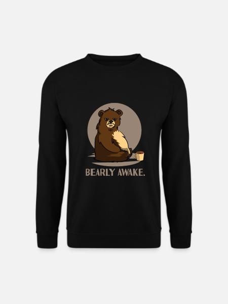 Bär Kaffe Koffein Langschläfer Müde Witz Design - Unisex Pullover - Schwarz