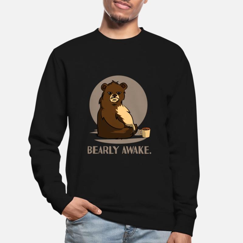 Bear Coffee Caffeine Long Sleeper Conception de blague fatiguée Sweat-shirt Unisexe