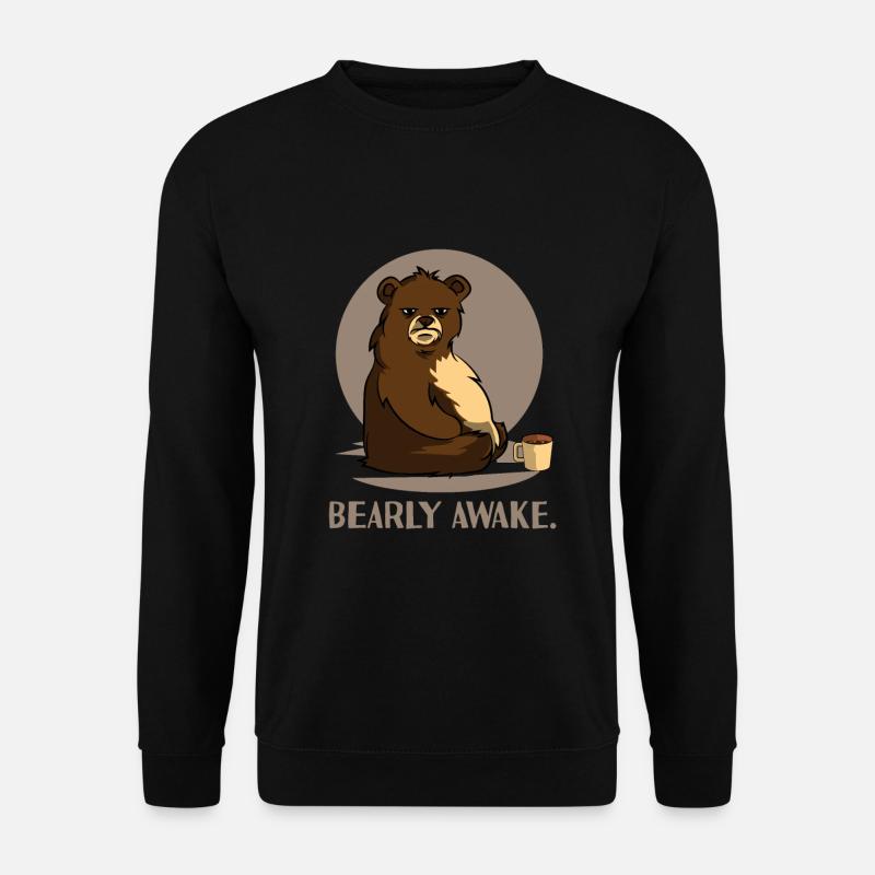 Bär Kaffe Koffein Langschläfer Müde Witz Design - Unisex Pullover - Schwarz
