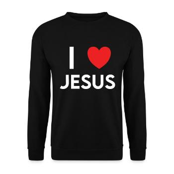 I Love Jesus Herz - Unisex Pullover - Schwarz - Vorne - Alina (178cm) & Michal (187cm)