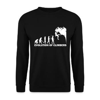 Evolution of climbers Bouldering - Unisex Sweatshirt - black - Front - Alina (178cm) & Michal (187cm)