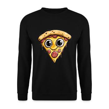 Tranche de pizza heureuse - Sweat-shirt Unisexe - noir - Devant - Alina (178cm) & Michal (187cm)