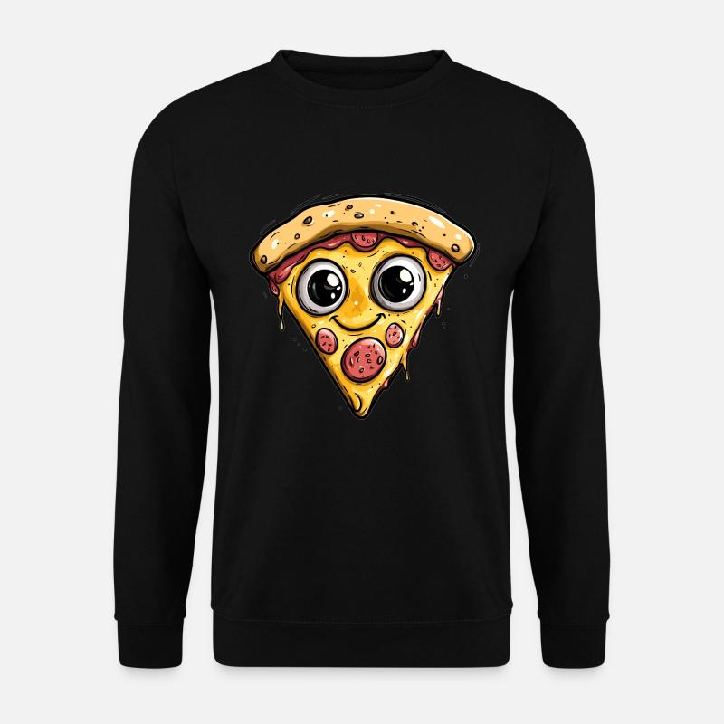 Fröhliches Pizza-Stück - Unisex Pullover - Schwarz