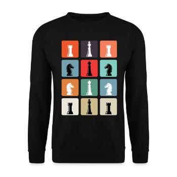 Pions vintage - Sweat-shirt Unisexe - noir - Devant - Alina (178cm) & Michal (187cm)