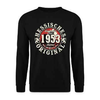70. Geburtstag 2023 Hessisches Original Geschenk - Unisex Pullover - Schwarz - Vorne - Alina (178cm) & Michal (187cm)