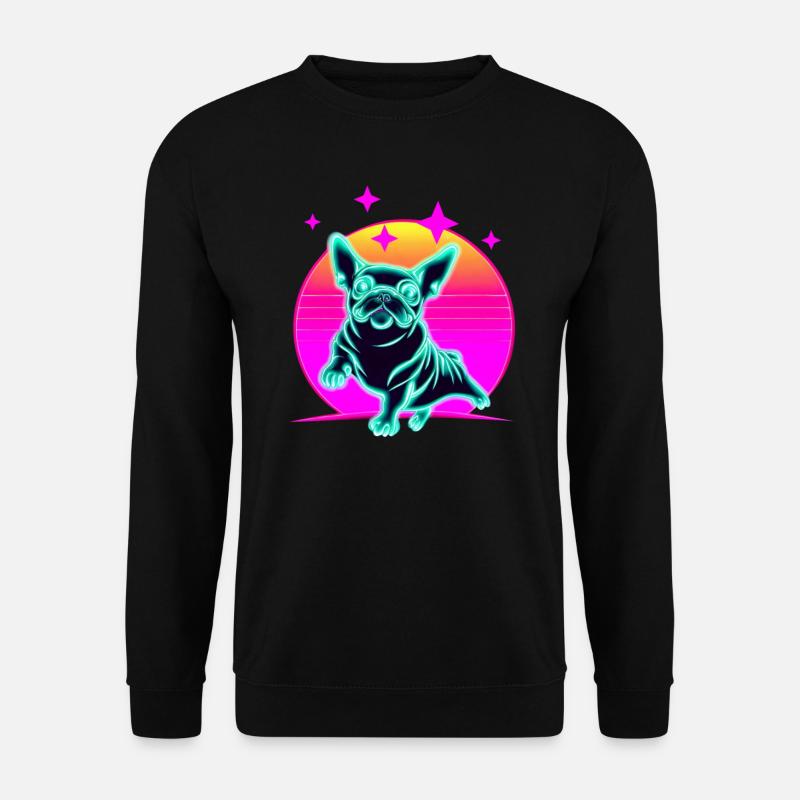 Französiche Bulldogge Synthwave Frenchie - Unisex Pullover - Schwarz