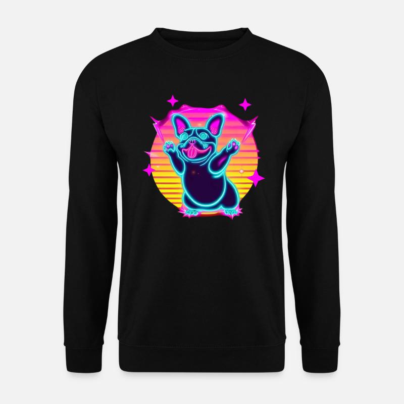 Lustige Französiche Bulldogge Synth Frenchie - Unisex Pullover - Schwarz