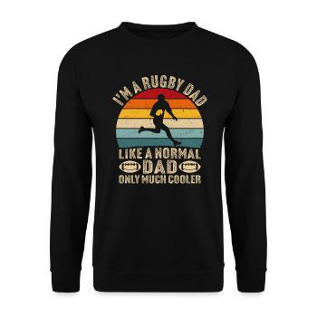 Ich bin ein Rugby-Vater wie ein normaler Vater, aber viel cooler - Unisex Pullover - Schwarz - Vorne - Alina (178cm) & Michal (187cm)