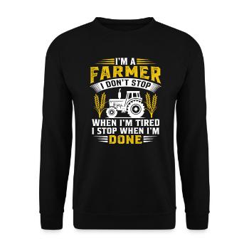 I'm A Farmer I Don't Stop When Im Tired - Unisex Sweatshirt - black - Front - Alina (178cm) & Michal (187cm)