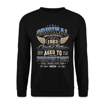 Original 1983 Vintage Born Cadeau d’anniversaire - Sweat-shirt Unisexe - noir - Devant - Alina (178cm) & Michal (187cm)
