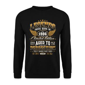1986 Vintage Born Legends Cadeau d’anniversaire - Sweat-shirt Unisexe - noir - Devant - Alina (178cm) & Michal (187cm)