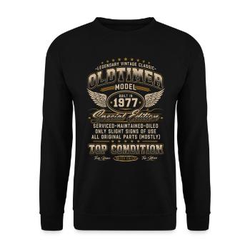 Vintage Car Year 1977 Vintage Birthday Gift - Unisex Sweatshirt - black - Front - Alina (178cm) & Michal (187cm)