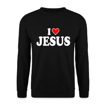 I love jesus - Unisex Pullover - Schwarz - Vorne - Alina (178cm) & Michal (187cm)