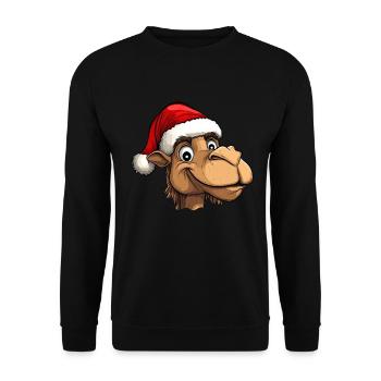 Kamel Weihnachtsmann - Unisex Pullover - Schwarz - Vorne - Alina (178cm) & Michal (187cm)