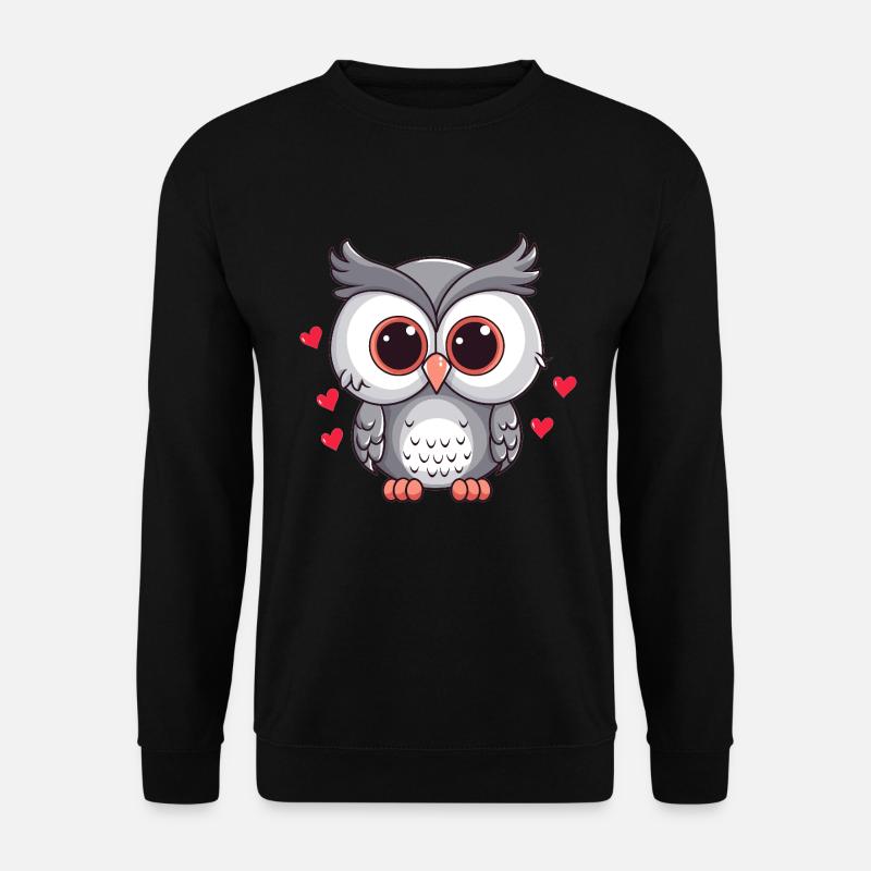 Verliebte Eule mit Herzchen - Unisex Pullover - Schwarz