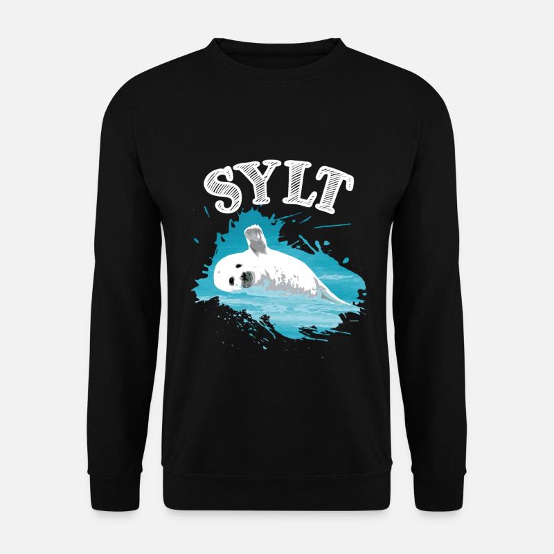 Sylt Nordsee Insel mit Robbe Seehund im Meer - Unisex Pullover - Schwarz