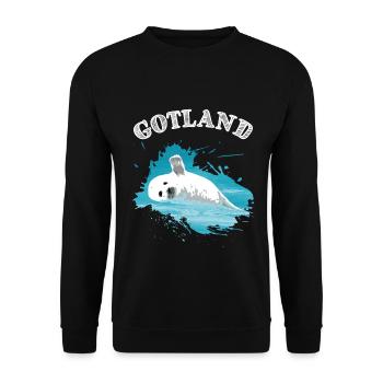 Gotland Mer Baltique Île Holiday Seal dans la mer - Sweat-shirt Unisexe - noir - Devant - Alina (178cm) & Michal (187cm)