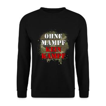 ohne Mampf kein Kampf Ohne Essen keine Leistung - Unisex Pullover - Schwarz - Vorne - Alina (178cm) & Michal (187cm)