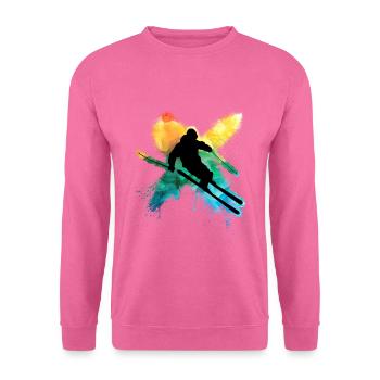 Bunter freestyle ski im Tiefschnee Winterurlaub - Unisex Pullover - Pink - Vorne