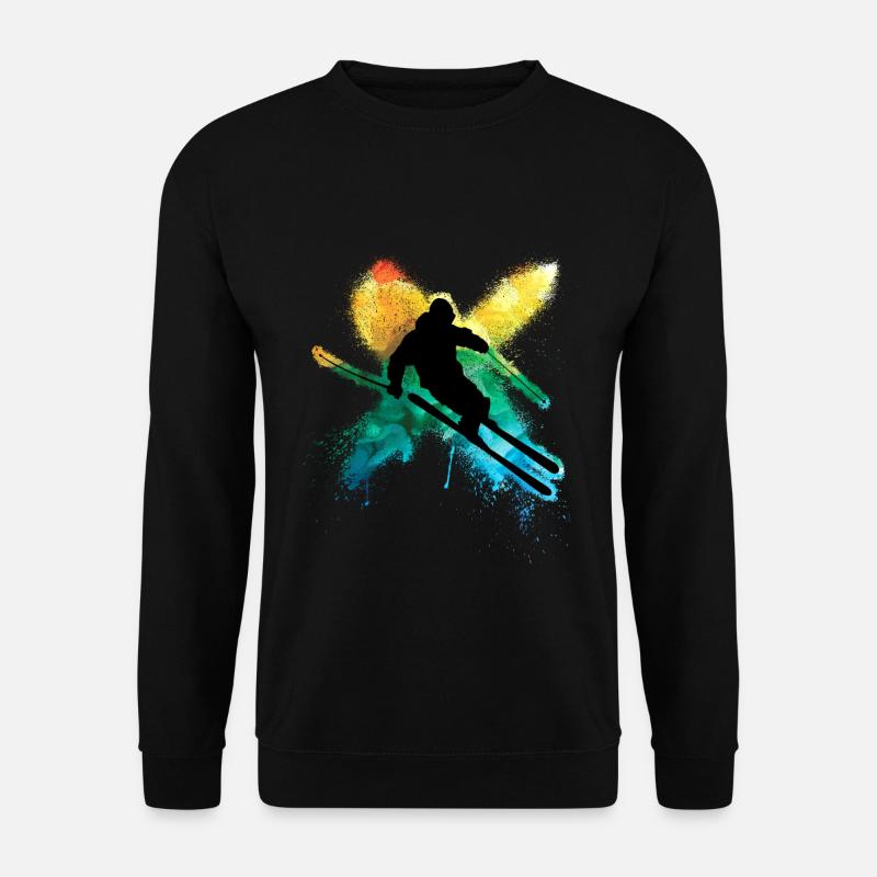 Bunter freestyle ski im Tiefschnee Winterurlaub - Unisex Pullover - Schwarz