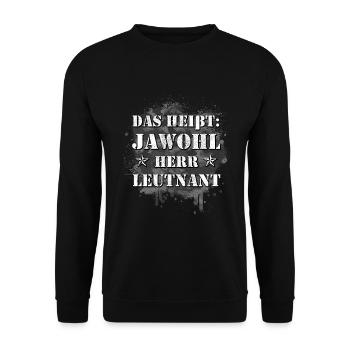 Jawohl Herr Leutnant AGA Dienstgrad Lt Ausbilder - Unisex Pullover - Schwarz - Vorne - Alina (178cm) & Michal (187cm)
