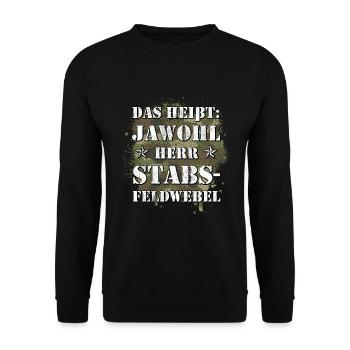 Jawohl Herr Stabsfeldwebel Bund StFw SF Ausbilder - Unisex Pullover - Schwarz - Vorne - Alina (178cm) & Michal (187cm)