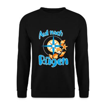 Rügen Ostsee Insel Urlaub mit Muscheln am Strand - Unisex Pullover - Schwarz - Vorne - Alina (178cm) & Michal (187cm)