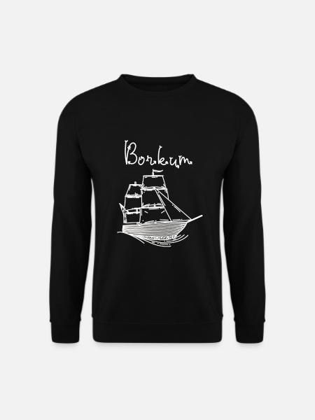 Borkum Insel Nordsee mit Segelschiff - Unisex Pullover - Schwarz