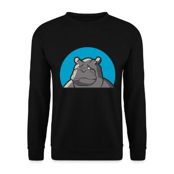 Hippo Nilpferd - Unisex Pullover - Schwarz - Vorne - Alina (178cm) & Michal (187cm)