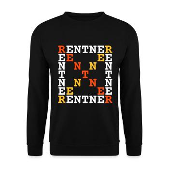 Rentner (waagerecht, senkrecht u. diagonal lesbar) - Unisex Pullover - Schwarz - Vorne - Alina (178cm) & Michal (187cm)