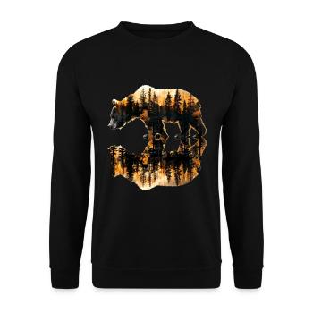 Tierwelt, Bäume, Im Freien, Natur, Retro, Wald - Unisex Pullover - Schwarz - Vorne - Alina (178cm) & Michal (187cm)