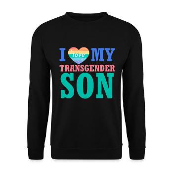 Liebe meinen Transgender-Sohn, um Trans-Kinder zu schützen - Unisex Pullover - Schwarz - Vorne - Alina (178cm) & Michal (187cm)