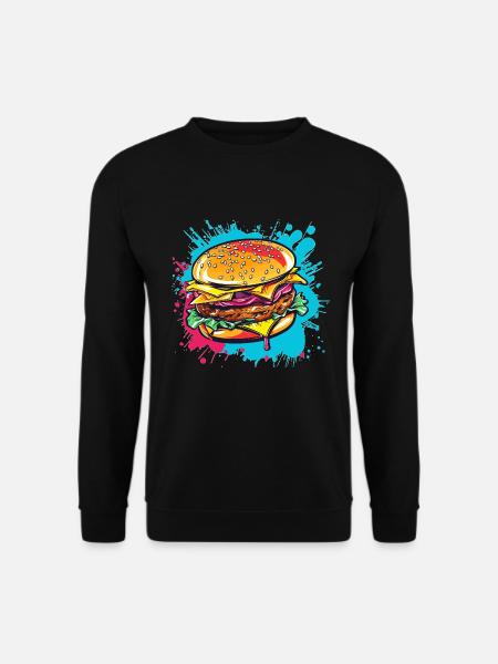 Bunter Cheeseburger Popart - Unisex Pullover - Schwarz