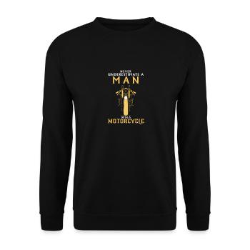 SOUS-ESTIMEZ JAMAIS UN HOMME ET SA MOTO. - Sweat-shirt Unisexe - noir - Devant - Alina (178cm) & Michal (187cm)