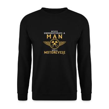 SOUS-ESTIMEZ JAMAIS UN HOMME ET SA MOTO. - Sweat-shirt Unisexe - noir - Devant - Alina (178cm) & Michal (187cm)