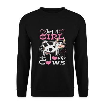 Just A Girl Who Loves Cows Cow Lover - Unisex Sweatshirt - black - Front - Alina (178cm) & Michal (187cm)