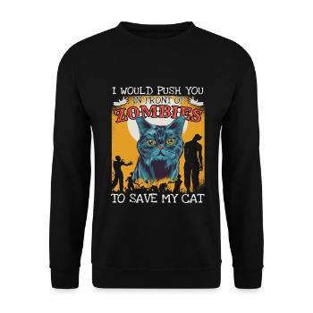 Zombie Katze Liebhaber Katzen - Unisex Pullover - Schwarz - Vorne - Alina (178cm) & Michal (187cm)