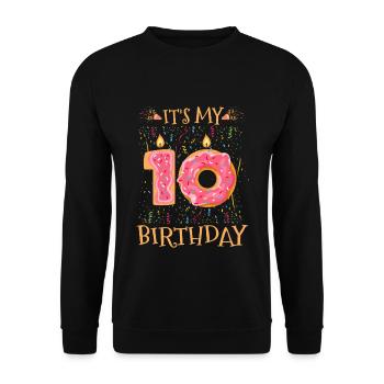 10th Birthday Bday Ten Years Old - Unisex Sweatshirt - black - Front - Alina (178cm) & Michal (187cm)