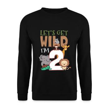 2 Birthday Safari Zoo 2 Birthday Gift Idea - Unisex Sweatshirt - black - Front - Alina (178cm) & Michal (187cm)