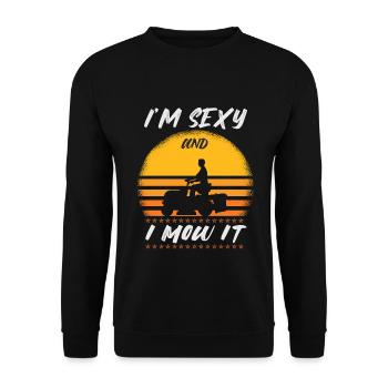 Lawn mowing lawn mower grass gift idea - Unisex Sweatshirt - black - Front - Alina (178cm) & Michal (187cm)